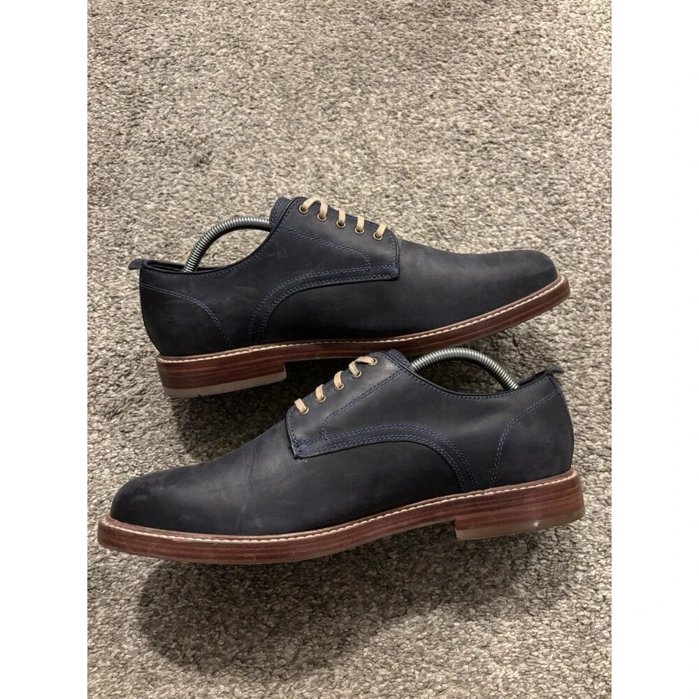Cole Haan C25105 Tyler Grand Plain Toe Oxford Derby Leather Shoes Size 10.5 Navy